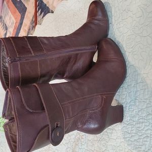 Born "Pratt" Brown Leather Zip Mid Calf Boots Womens Size 9.5 M/W Style W6449